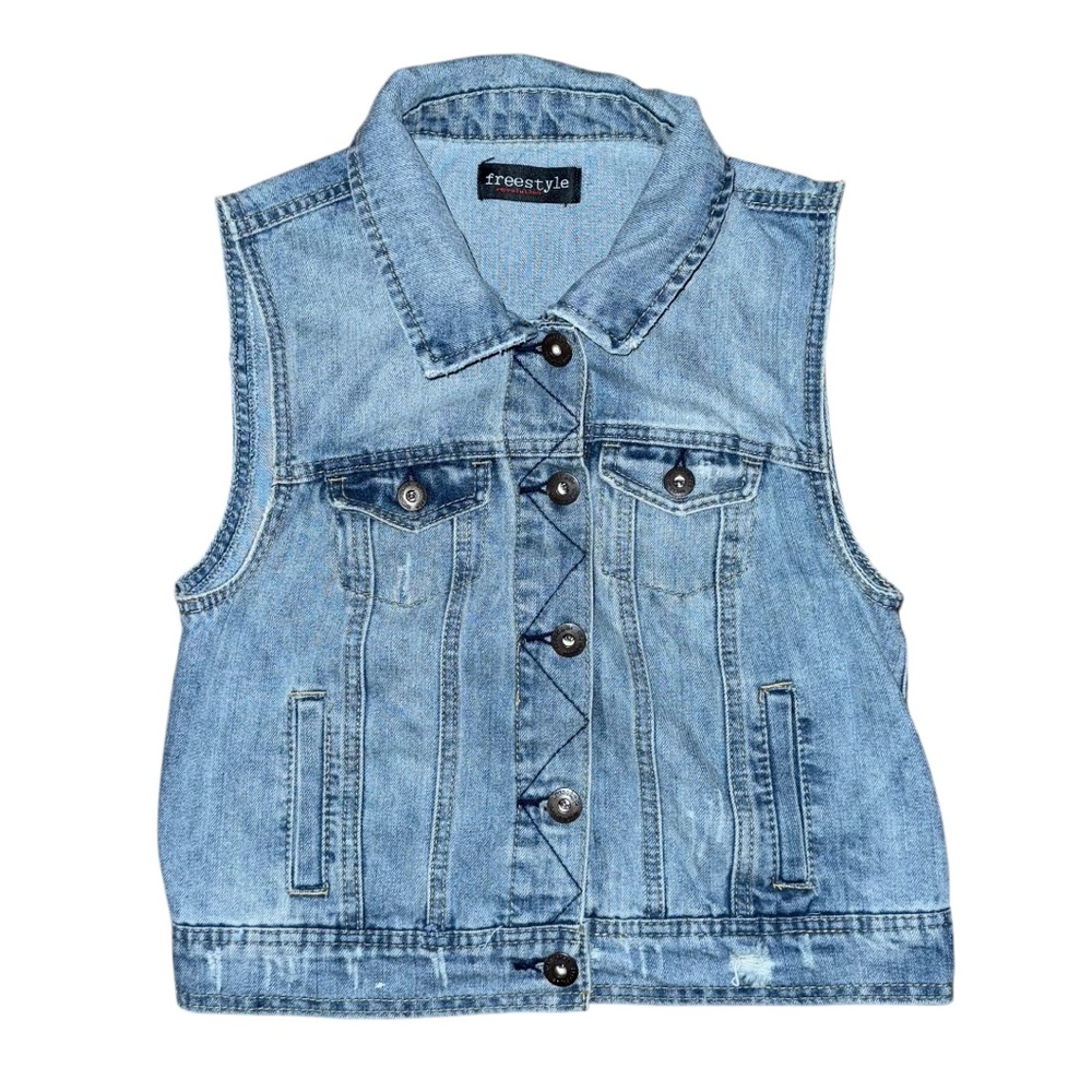freestyle revolution sky blue denim vest